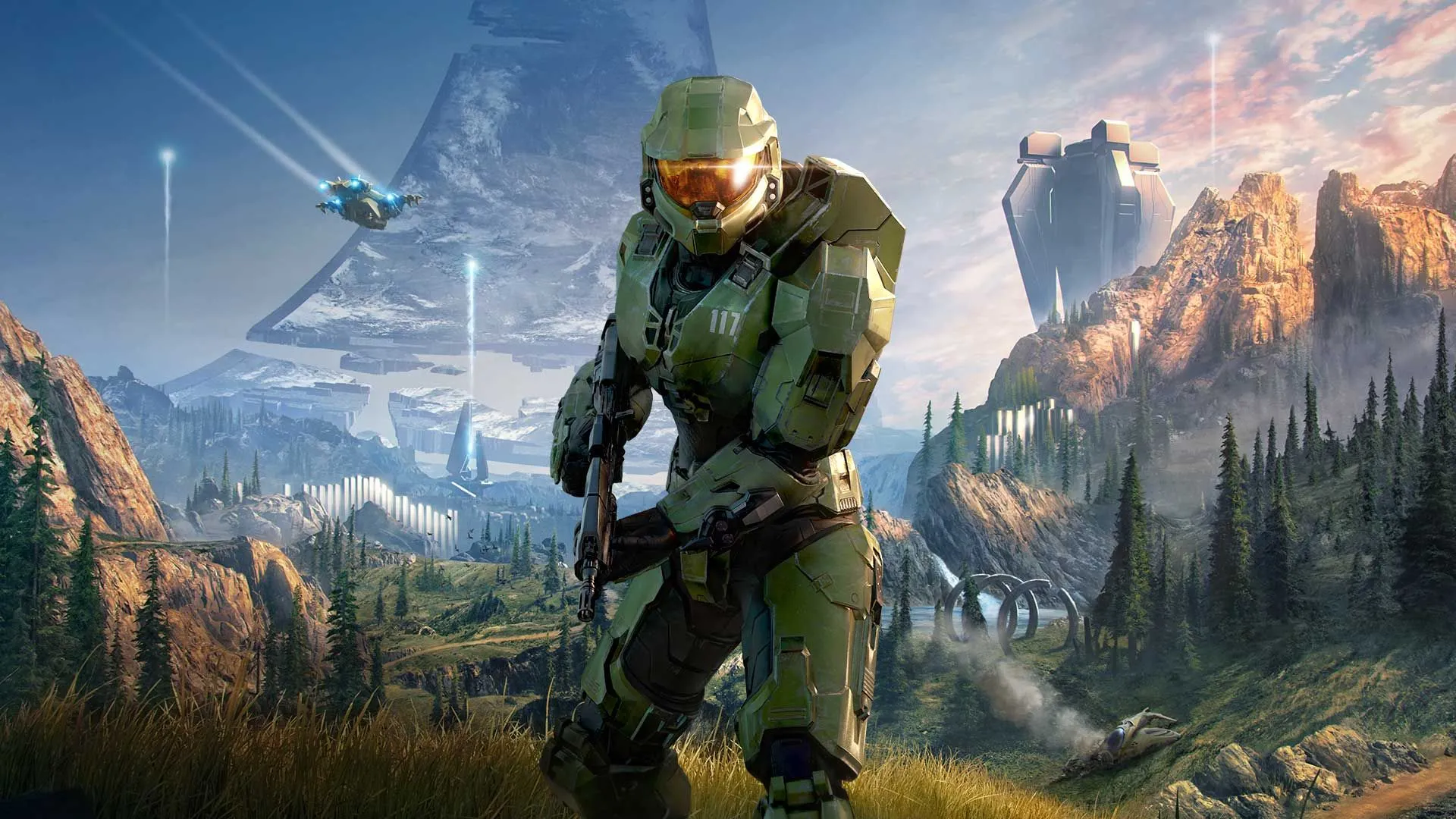 Hình ảnh nghệ thuật của game Halo Infinite, minh họa tính năng tải xuống tùy chọn trên Microsoft Store