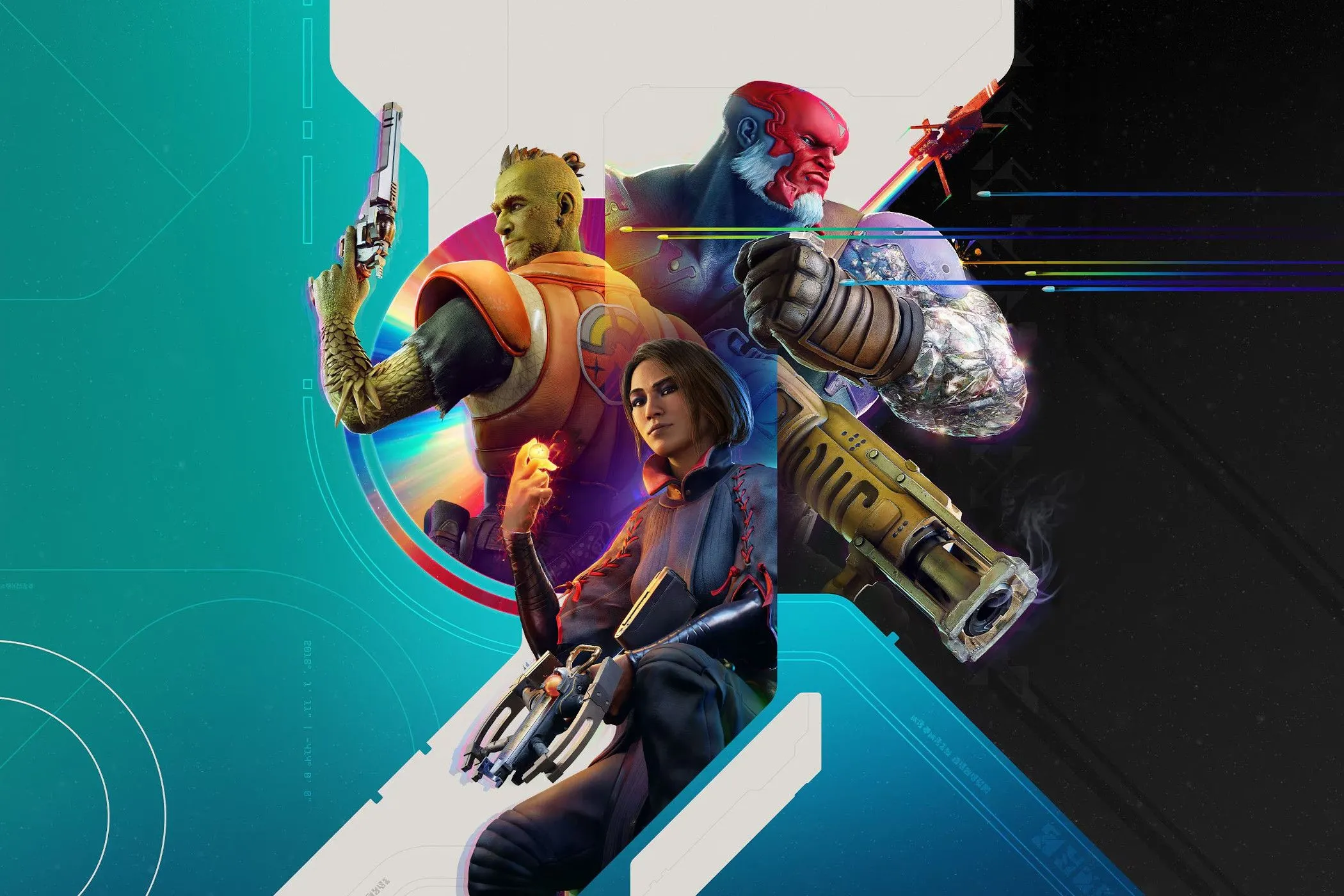 Hình ảnh quảng bá game Concord của Sony, giới thiệu ba nhân vật có thể chơi được.