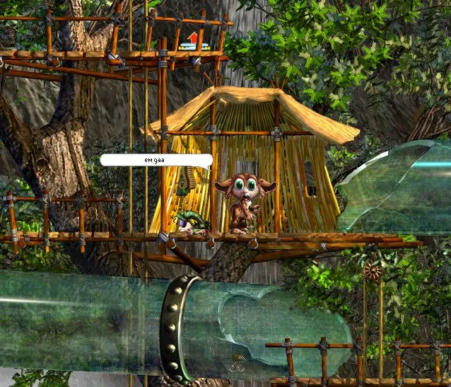 Hình ảnh quảng cáo game Creatures, cho thấy các sinh vật Norns màu xanh và đỏ trong môi trường game ảo