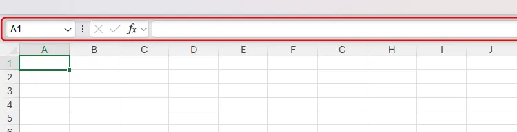 Hộp tên và thanh công thức trong Excel được tô sáng để cho thấy đây là những thành phần duy nhất còn lại trong chế độ toàn màn hình.