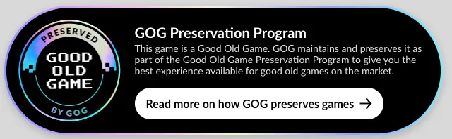 Huy hiệu chính thức của Chương Trình Bảo Tồn GOG (GOG Preservation Program) trên trang cửa hàng