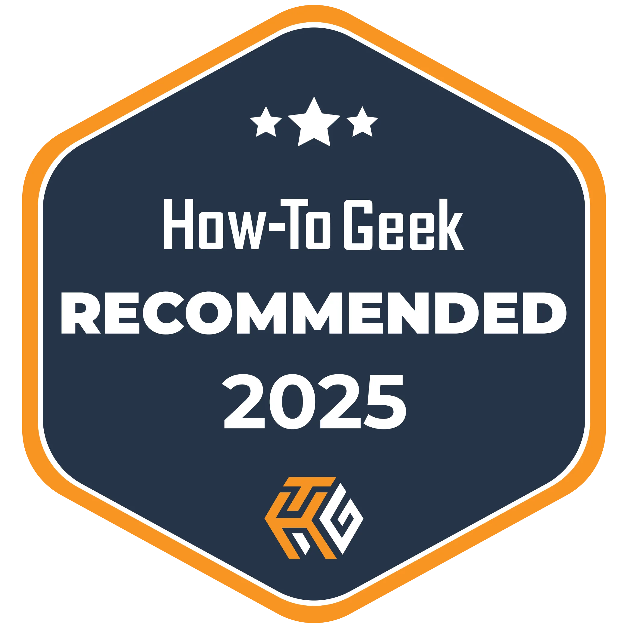 Huy hiệu giải thưởng How-To Geek Recommended 2025 cho Google Pixel 9a