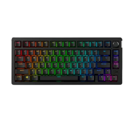 HyperX Alloy Rise 75 Wireless với tấm huy hiệu HyperX logo