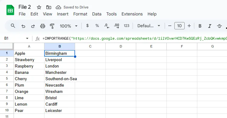 IMPORTRANGE trong Google Sheets được sử dụng để nhập một phạm vi được đặt tên từ một bảng tính Google Sheets khác.
