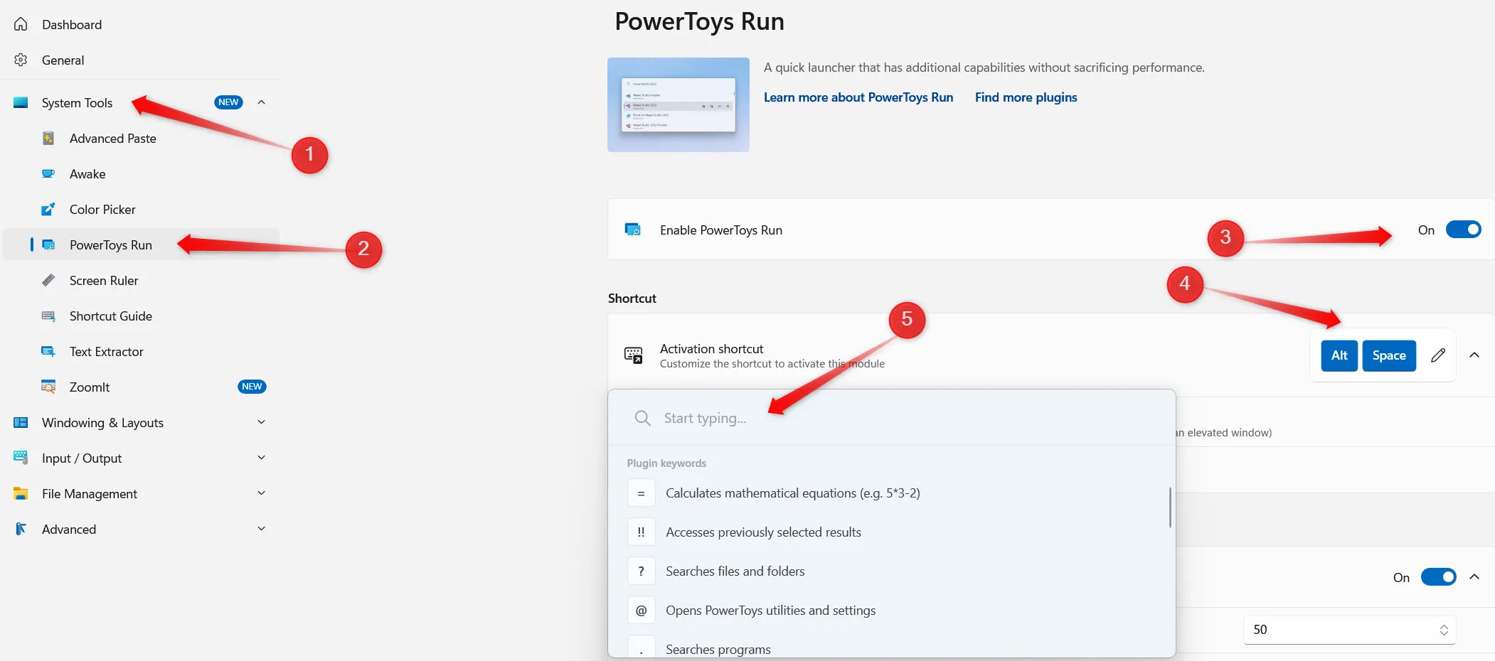 Kích hoạt và sử dụng PowerToys Run trong ứng dụng PowerToys trên Windows để tìm kiếm nhanh