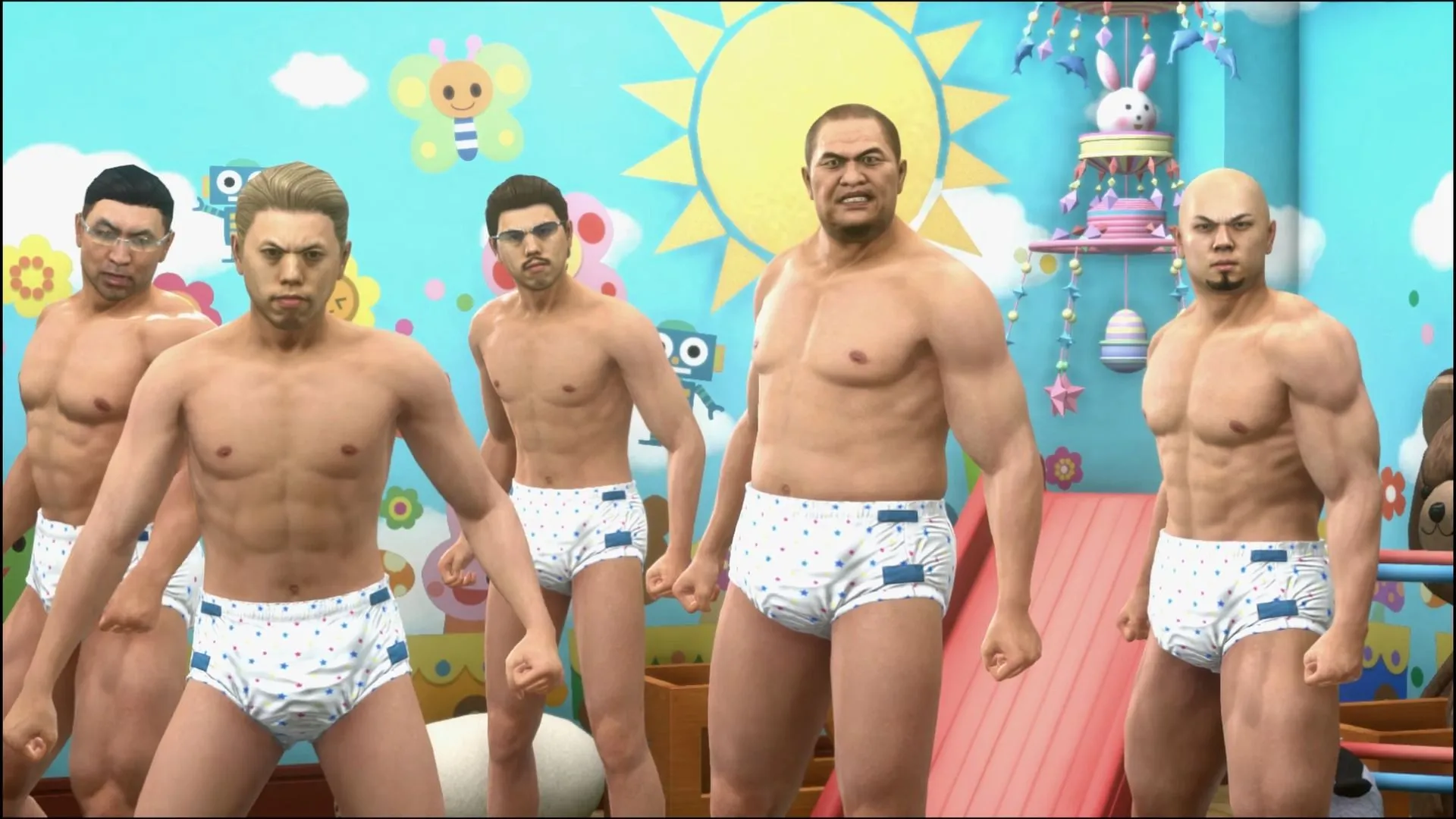 Kiryu của Yakuza Kiwami 2 chiến đấu với những người đàn ông mặc tã trong nhiệm vụ phụ 'Be My Baby'