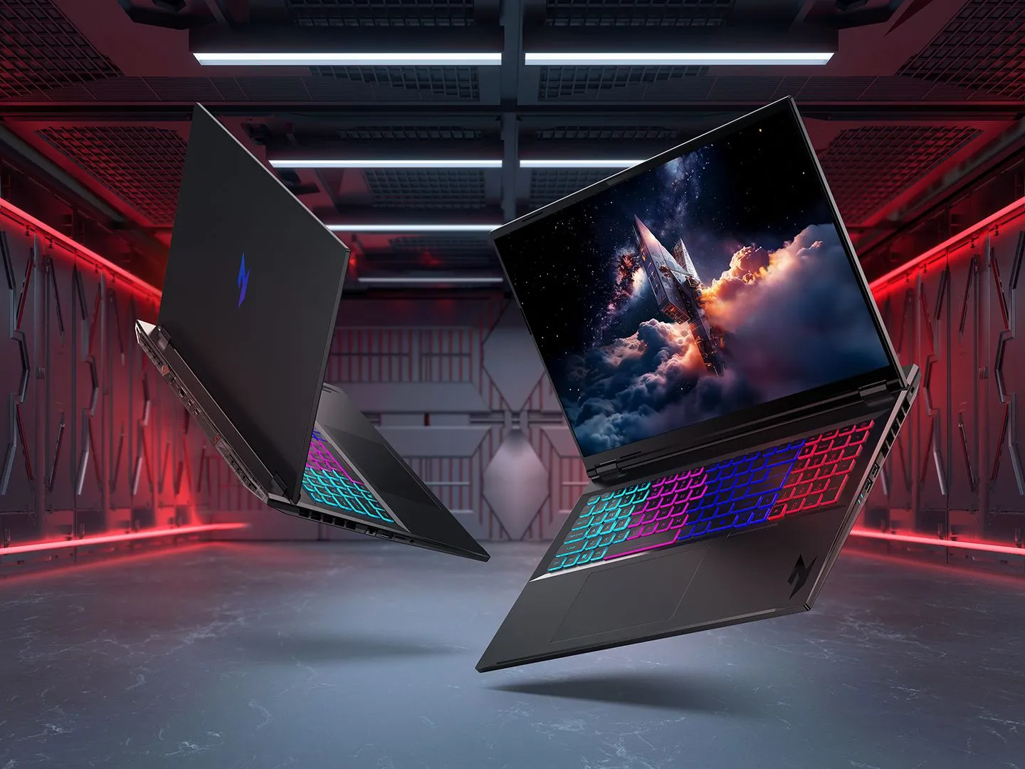 Laptop gaming Acer Nitro 18 AI AN18-61 thế hệ mới với thiết kế hiện đại và đèn nền bàn phím RGB.