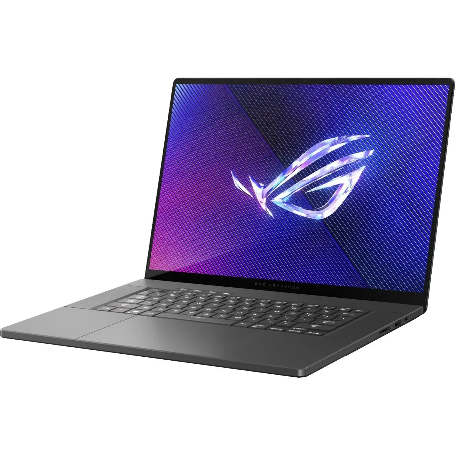 Laptop gaming ASUS ROG Zephyrus G16 (2024) màn hình OLED 16 inch với card RTX 4070 trên nền trắng