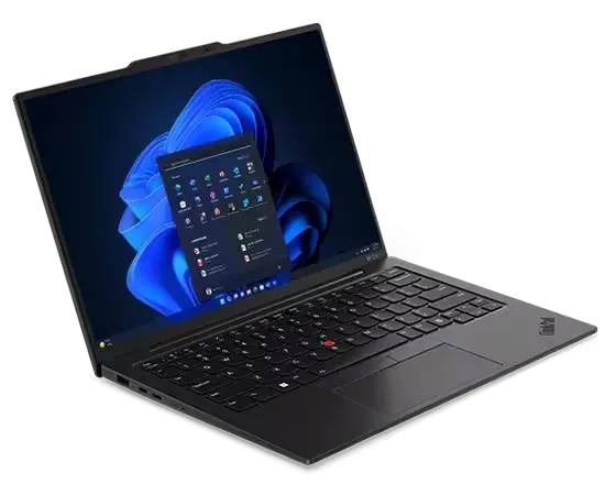 Laptop Lenovo ThinkPad X1 Carbon Gen 12 mở ra màn hình desktop, minh họa một trong những mẫu laptop hỗ trợ Linux.