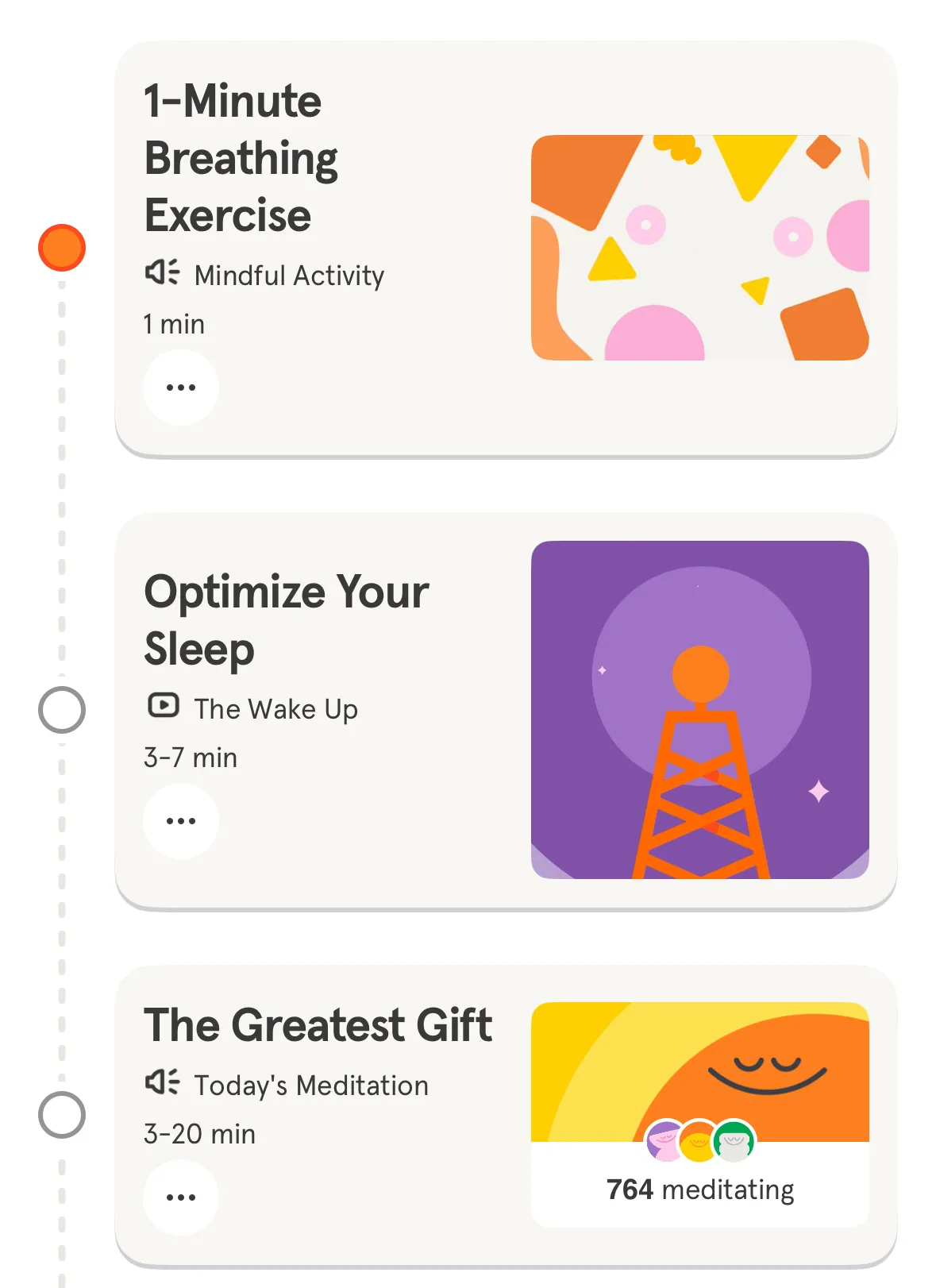 Lịch trình các bài tập thiền định trong ứng dụng Headspace