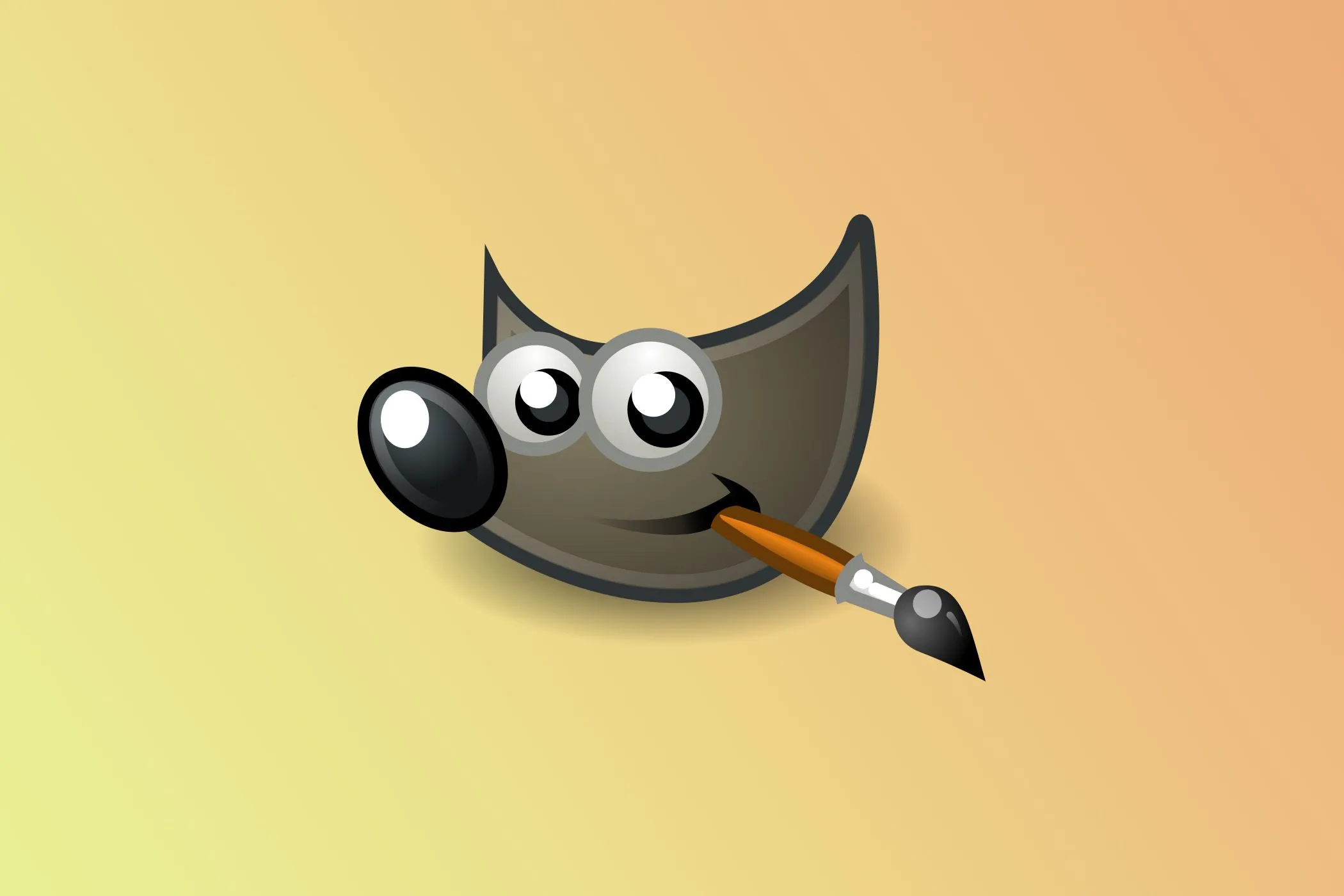 Logo GIMP màu tím và trắng nổi bật trên nền giao diện phần mềm chỉnh sửa ảnh.