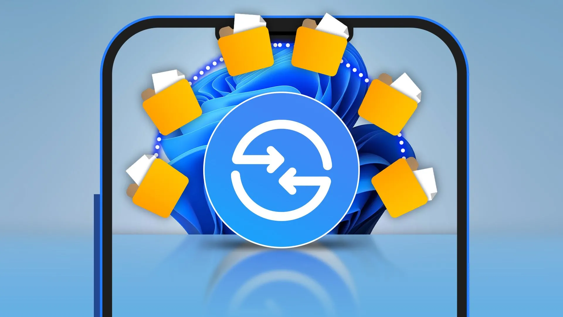 Logo Quick Share trên màn hình điện thoại, minh họa cho tính năng chia sẻ tệp tin nhanh chóng giữa các thiết bị Android và Linux.