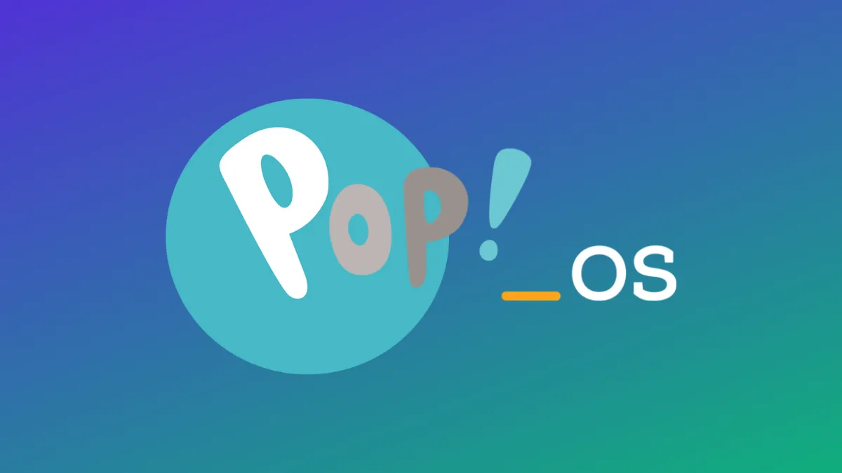 Logo và tên gọi của Pop!_OS, một hệ điều hành Linux được System76 phát triển đặc biệt phù hợp cho game thủ và lập trình viên.
