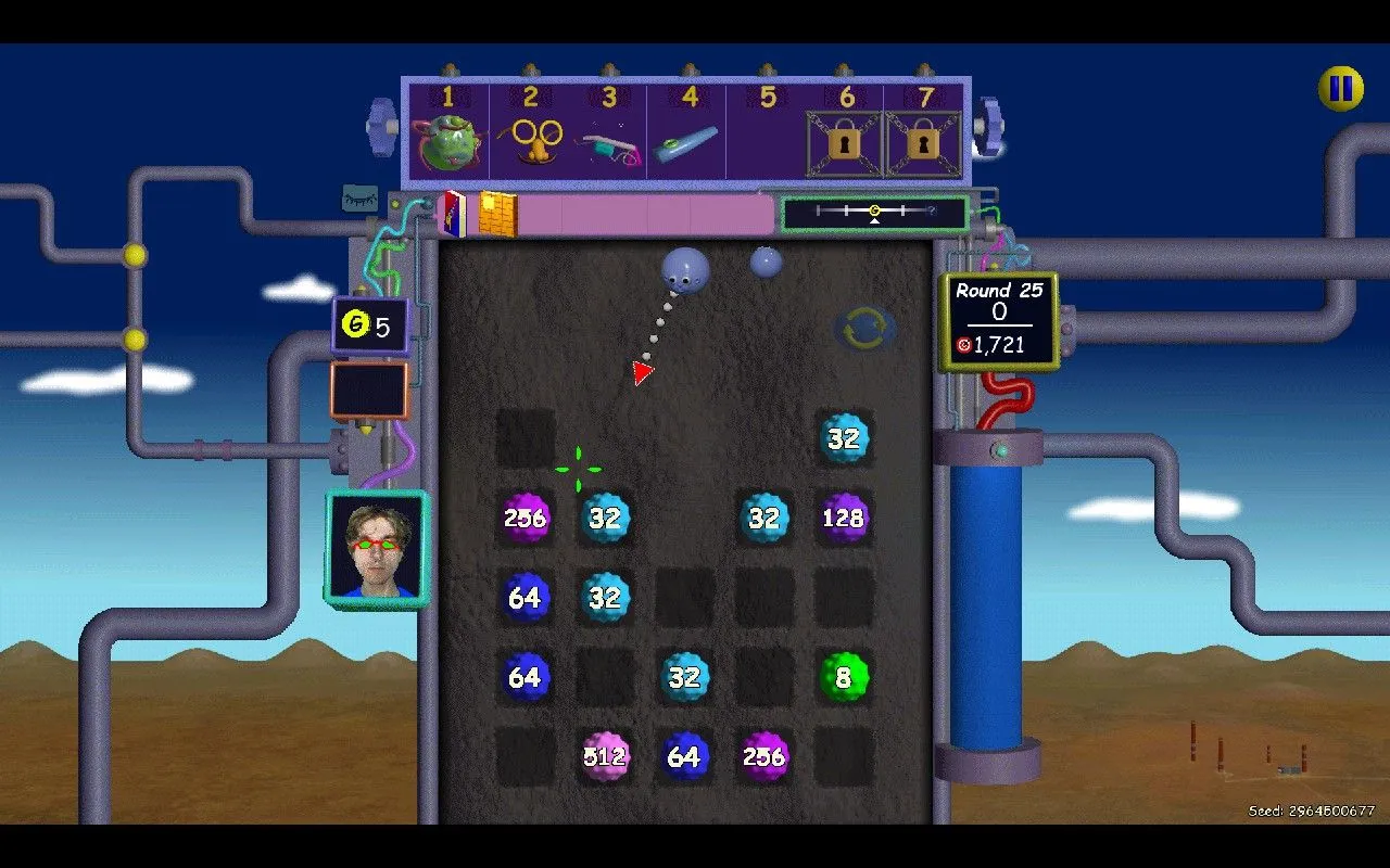 Lối chơi Plinko của game Nubby's Number Factory với các chốt số và quả bóng &quot;Nubby&quot;