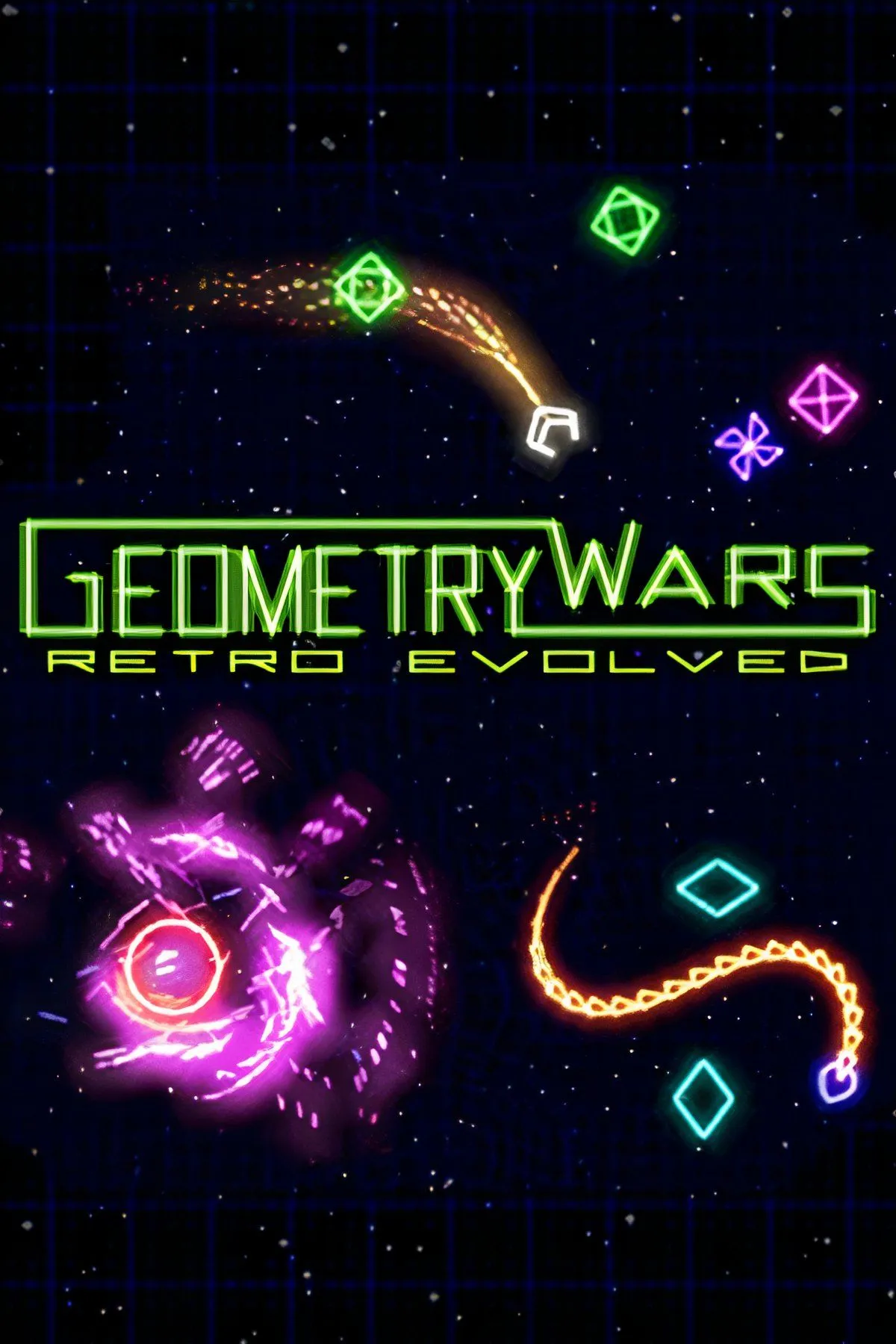 Lối chơi rực rỡ và hành động nhanh của Geometry Wars, mini-game bắn súng arcade.