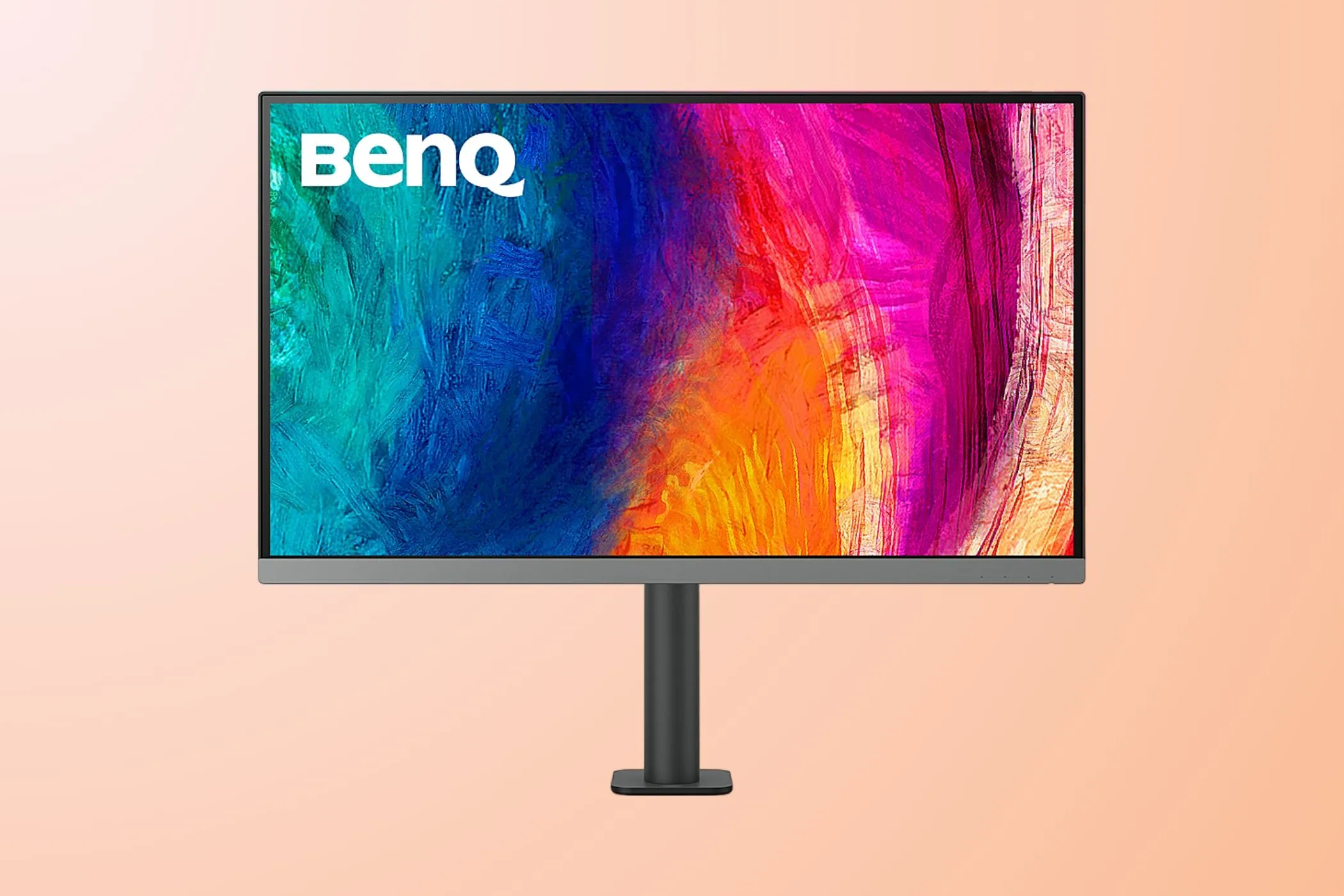 Màn hình BenQ PD2706UA màu đen với thiết kế chân đế công thái học độc đáo.