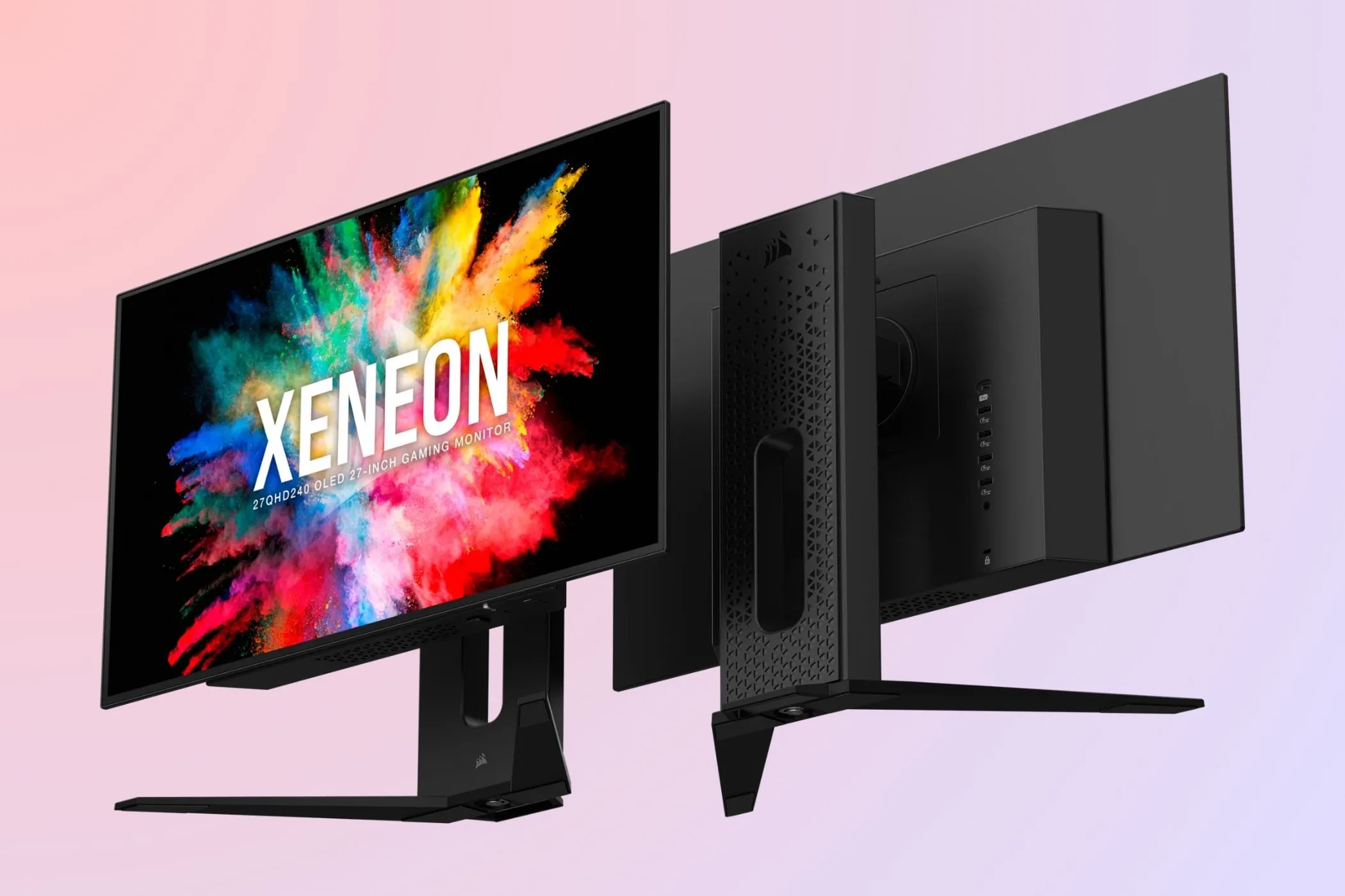 Màn hình gaming Corsair XENEON 27QHD240 hiển thị cảnh game sắc nét với màu sắc sống động của tấm nền OLED.