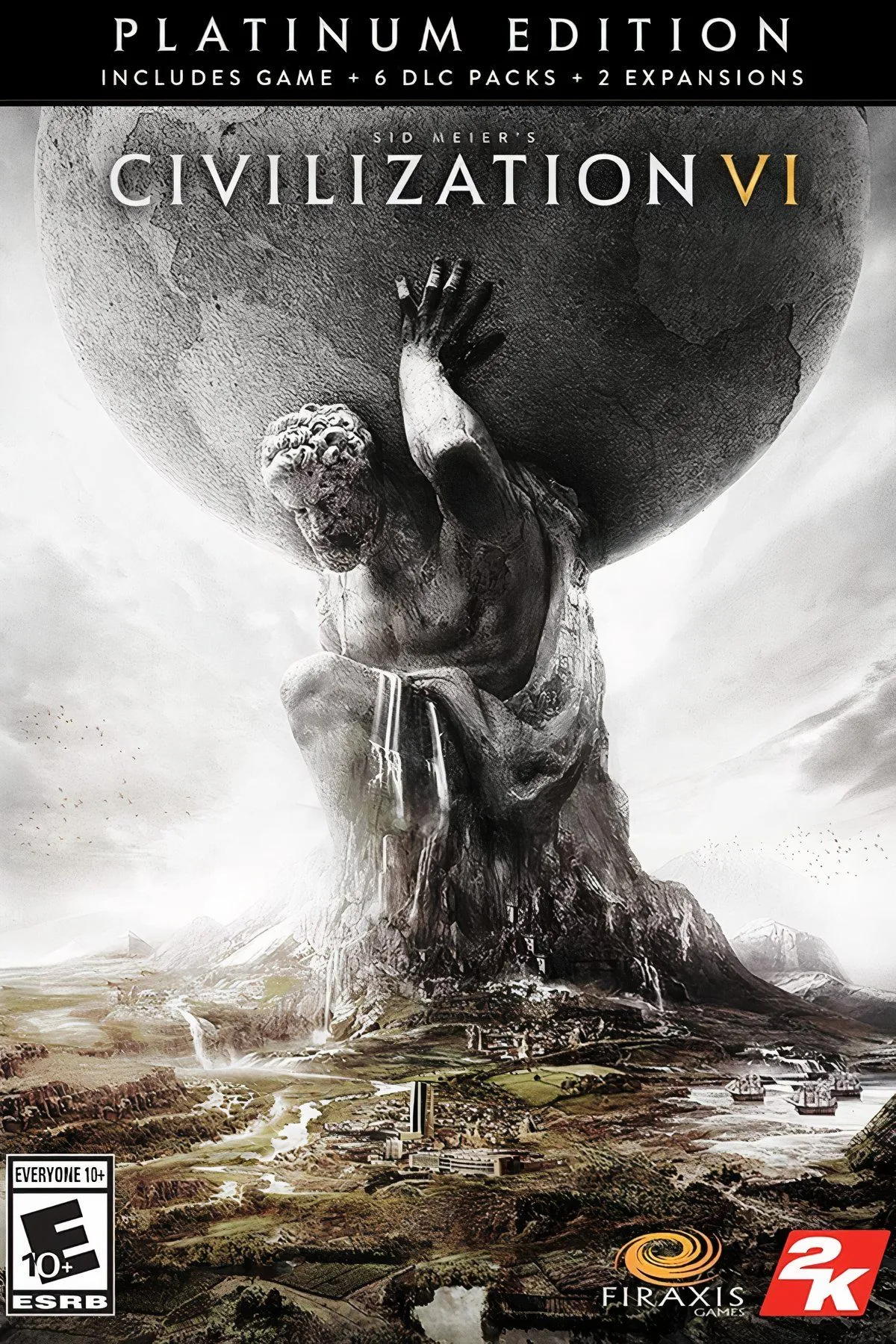 Màn hình giới thiệu game Civilization VI Platinum Edition với logo và các yếu tố đồ họa đặc trưng của series, thông báo ưu đãi miễn phí trên Epic Games Store