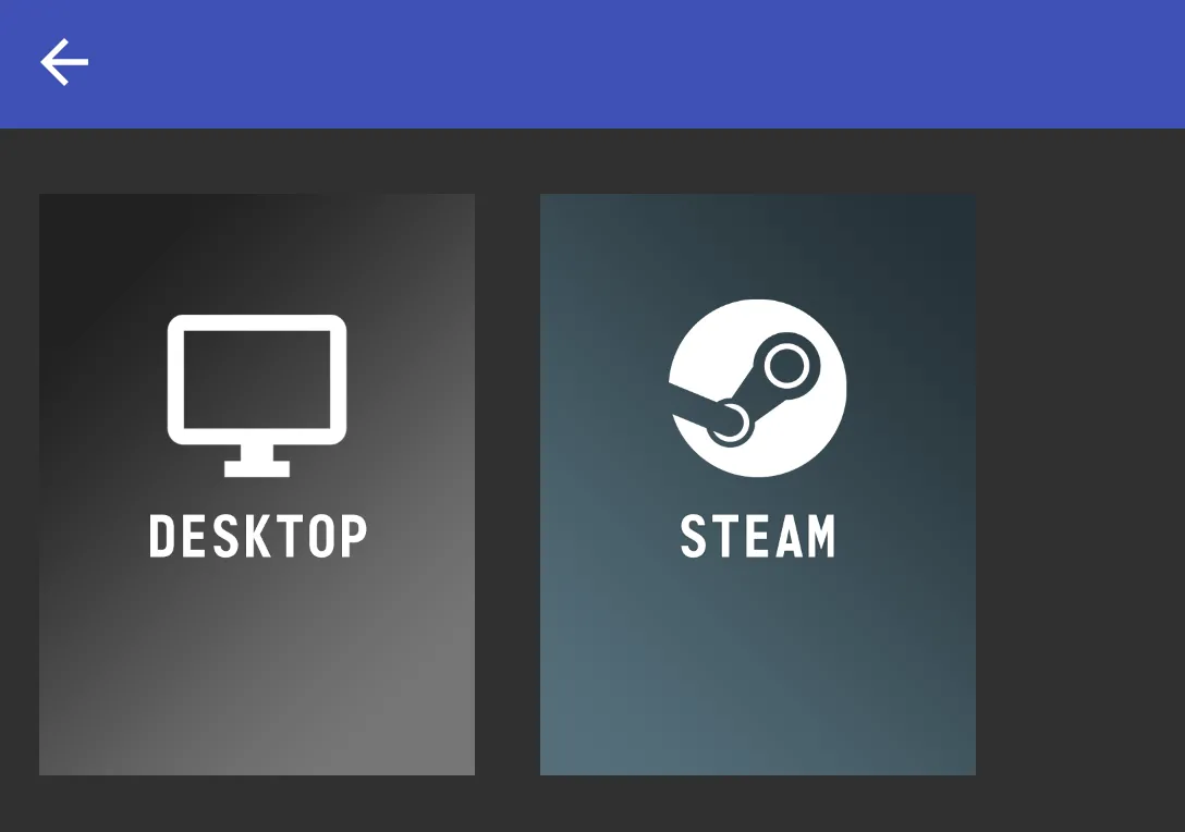 Màn hình Moonlight streaming hiển thị biểu tượng máy tính để bàn và Steam.