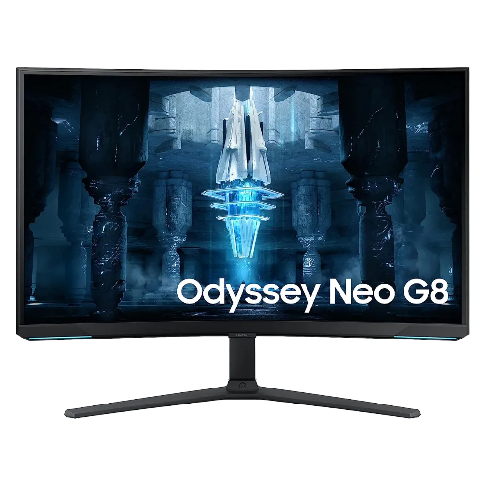 Màn hình Samsung Odyssey Neo G8 với thiết kế cong và viền mỏng.