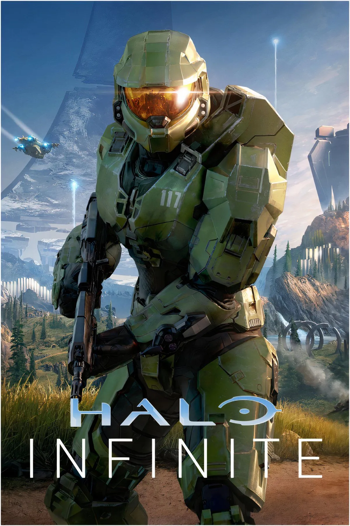 Master Chief trong bộ giáp xanh đặc trưng, sẵn sàng chiến đấu trong Halo Infinite