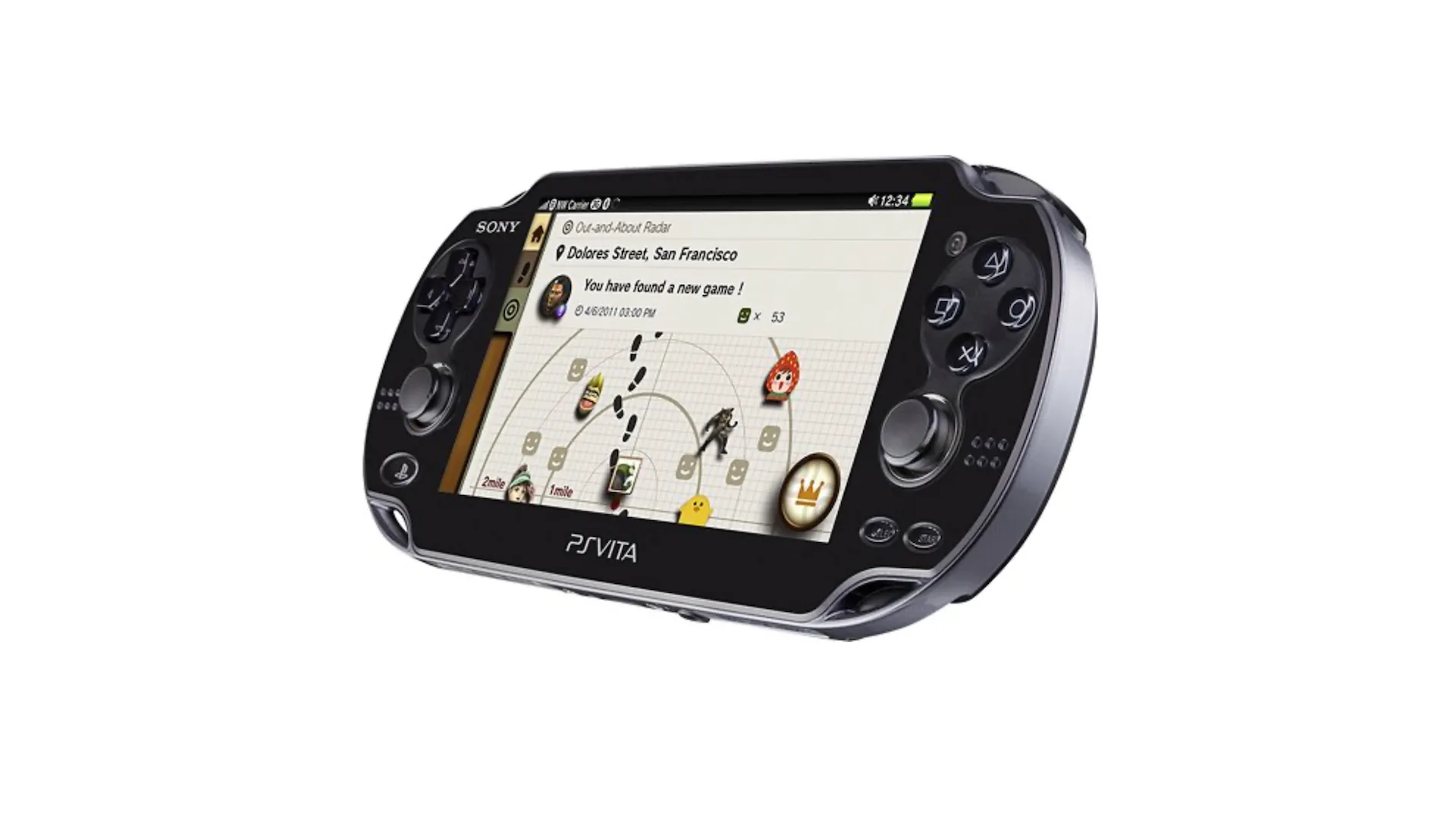 Máy chơi game PlayStation Vita hiển thị game trên màn hình OLED rực rỡ.