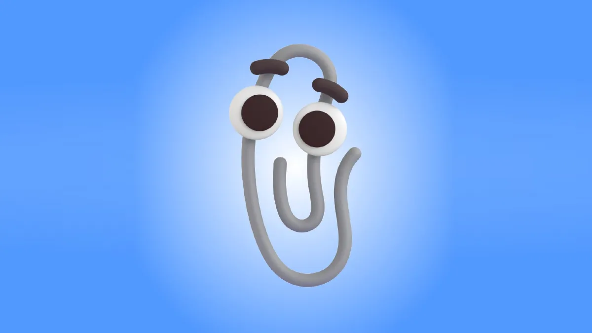 Microsoft Clippy, hình chiếc kẹp giấy hoạt hình với đôi mắt lồi và lông mày.