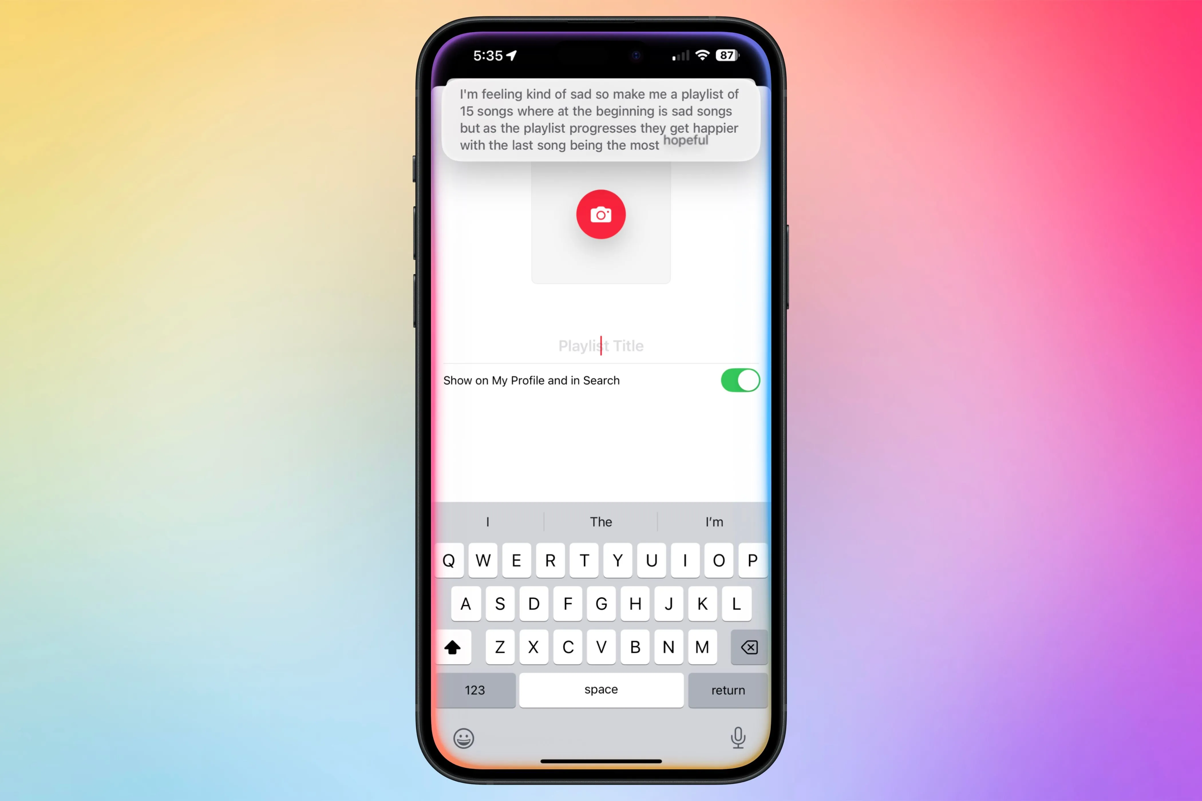 Minh họa Siri tạo playlist thông minh dựa trên yêu cầu của người dùng, tận dụng sức mạnh của Apple Intelligence.