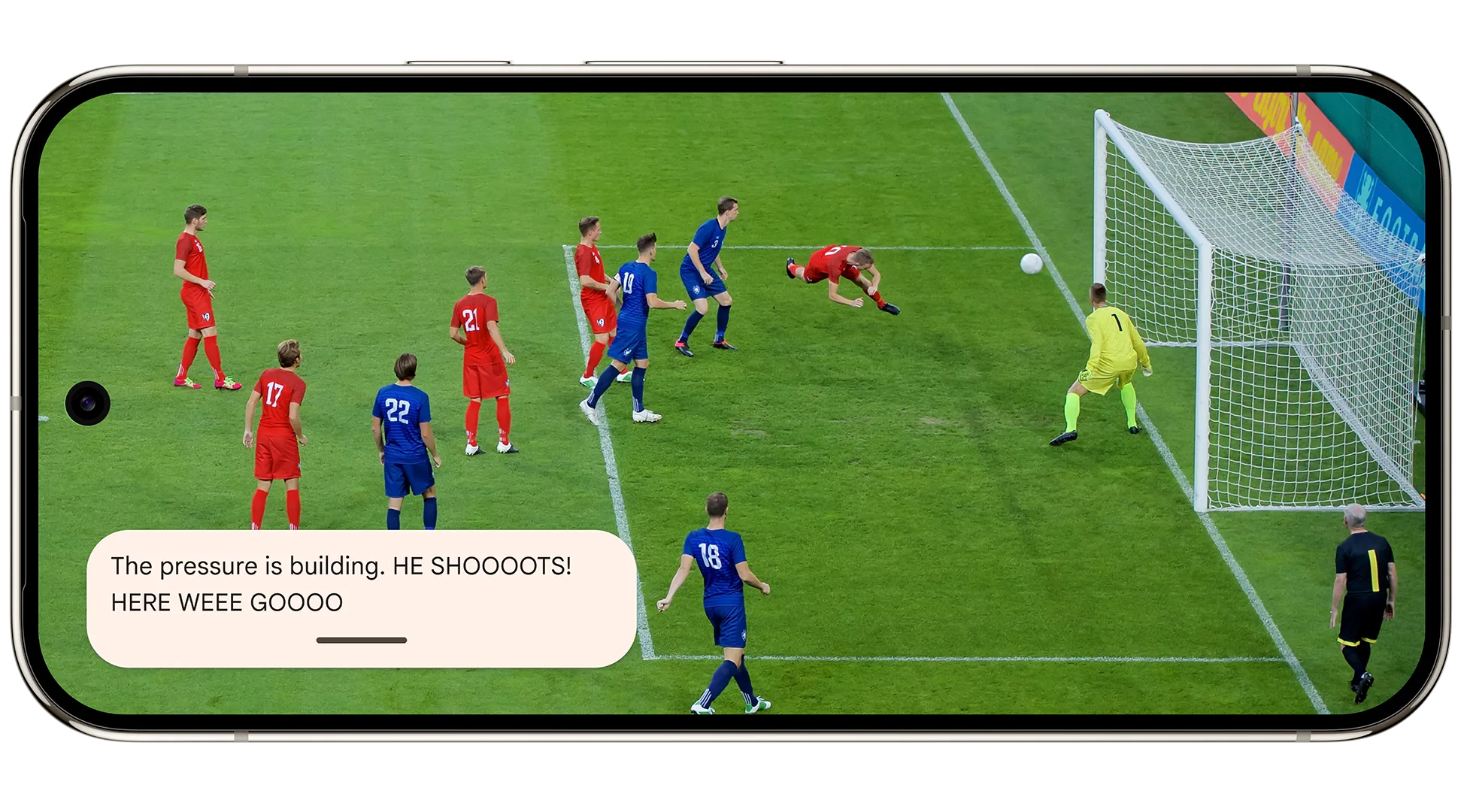 Minh họa tính năng Expressive Captions trên Pixel 9 Pro, hiển thị phụ đề với cảm xúc và độ nhấn nhá