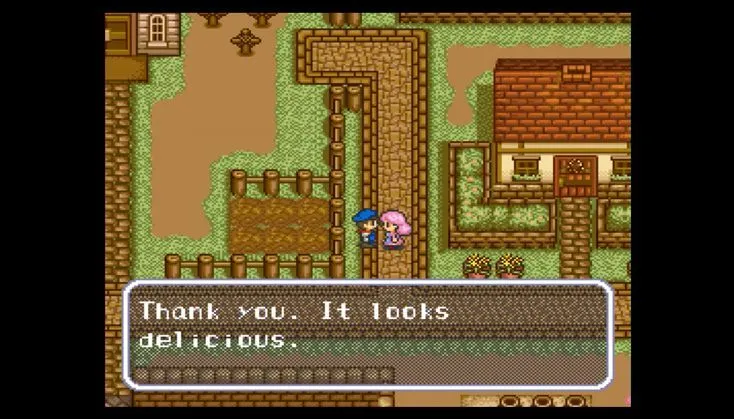Một góc nhìn khác về nông trại và cuộc sống trong Harvest Moon, điển hình cho các tựa game mô phỏng nông trại đầu tiên