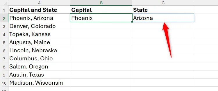 Một mảng động (spilled array) trong Microsoft Excel được chỉ định bằng đường viền xanh lam xung quanh các ô bị ảnh hưởng.