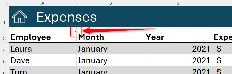 Một ô trong Excel với thẻ ghi chú màu đỏ ở góc, báo hiệu có thông tin bổ sung.