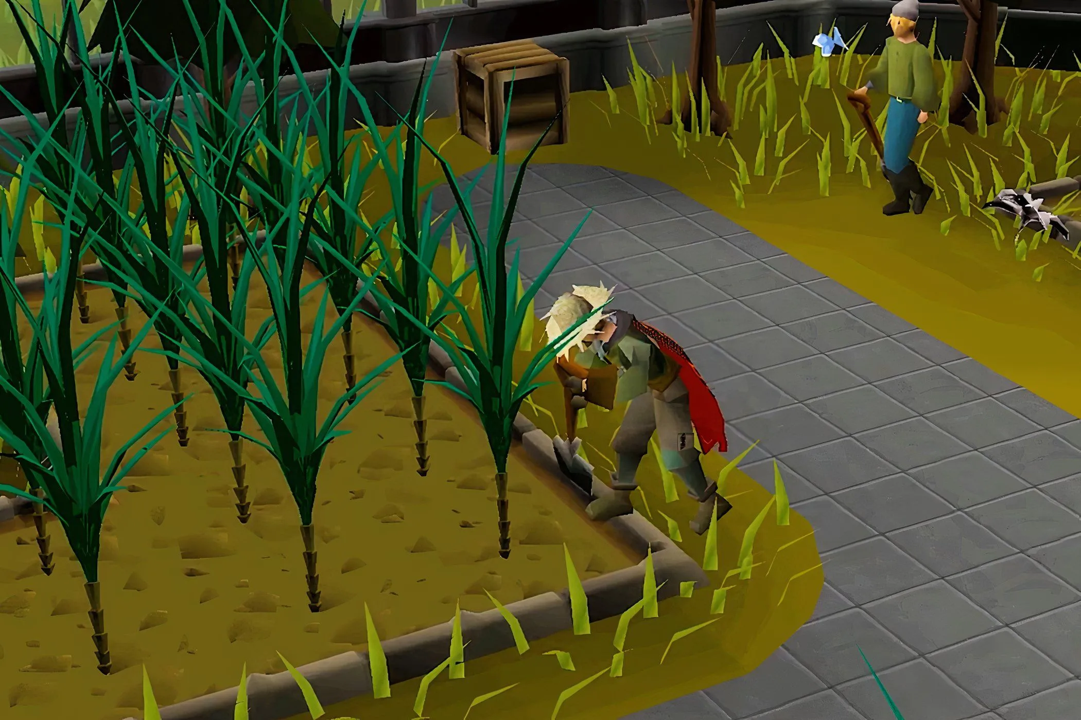 Người chơi RuneScape đang thu hoạch nông sản trong trò chơi trình duyệt.
