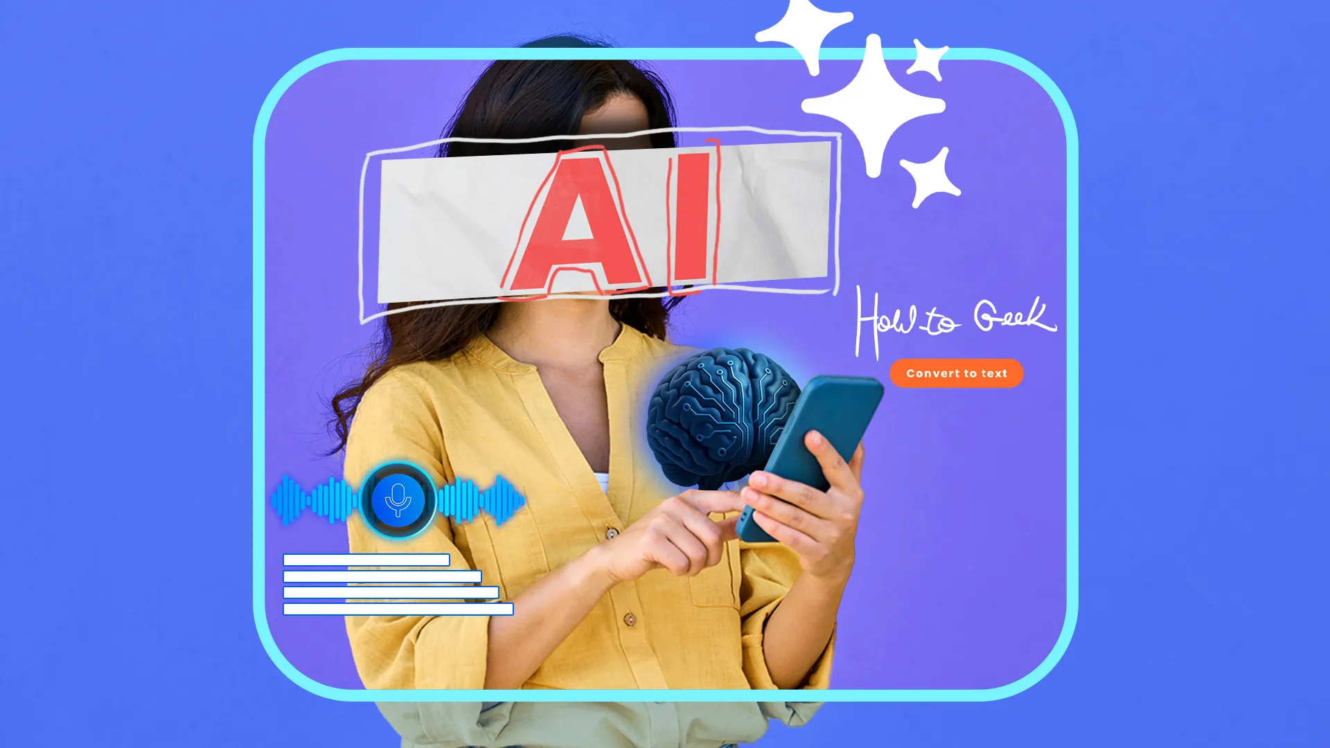 Người phụ nữ đang sử dụng điện thoại thông minh với hình ảnh minh họa não bộ AI trên màn hình, tượng trưng cho tính năng Galaxy AI