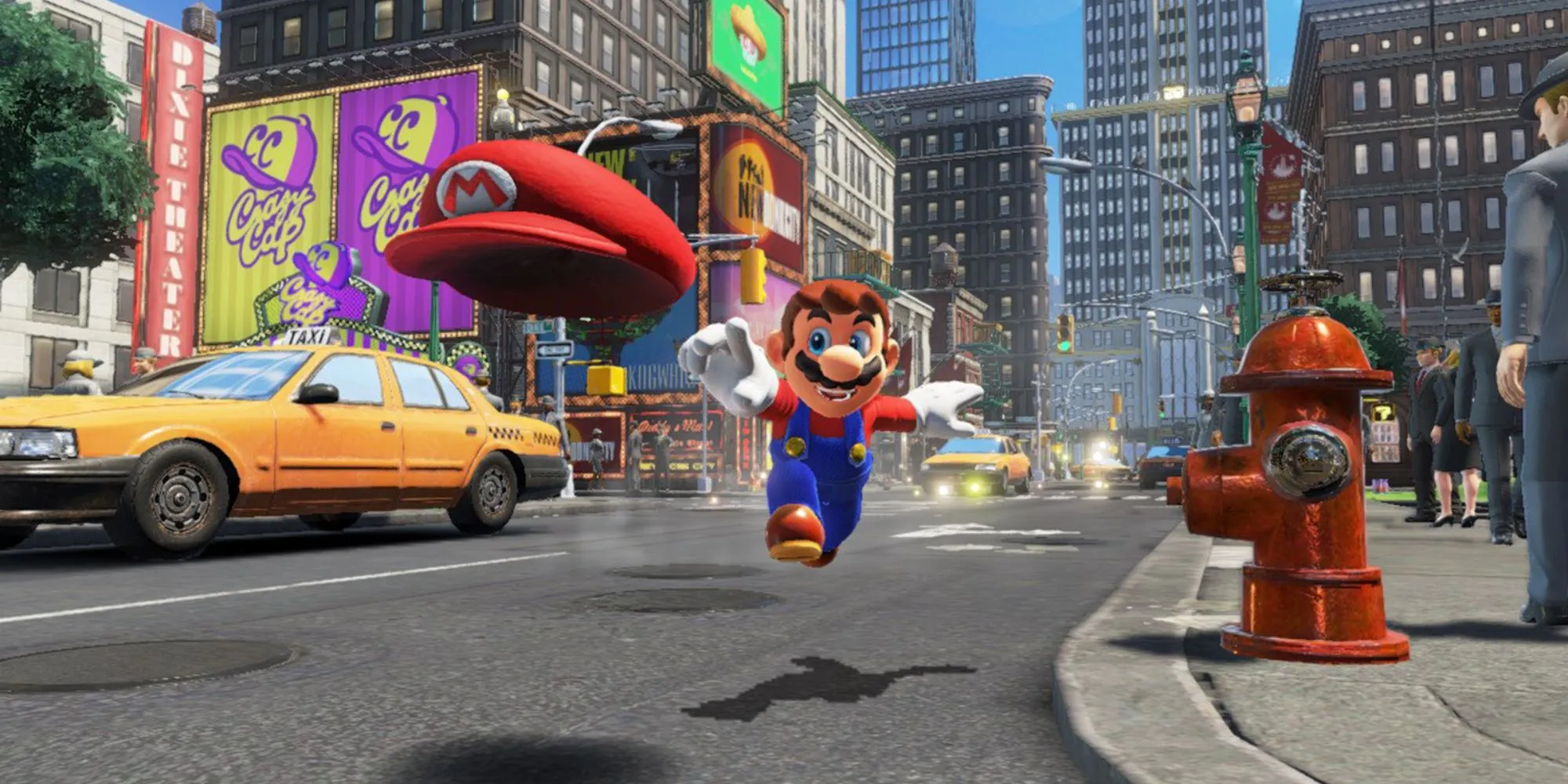 Nhân vật Mario đang nhảy trong game Super Mario Odyssey