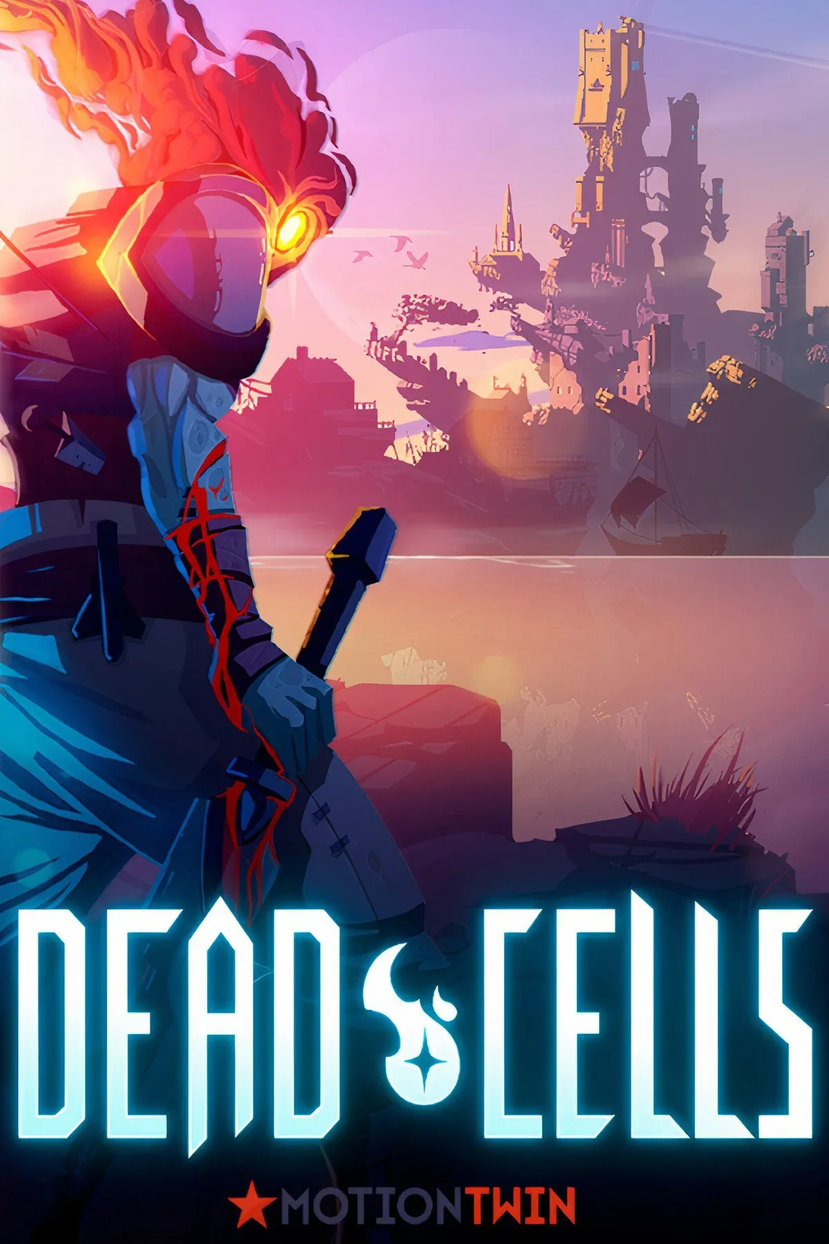 Nhân vật trong Dead Cells đang thực hiện một pha chiến đấu tốc độ cao, thể hiện cơ chế Metroidvania và hành động roguelike.