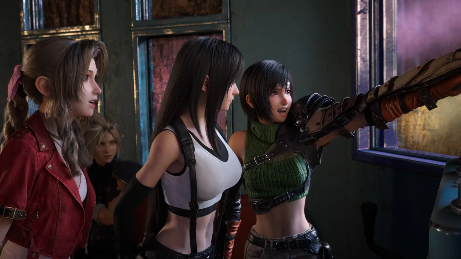 Nhóm nhân vật chính Cloud, Tifa, Aerith và Yuffie trong Final Fantasy VII Rebirth, một phiên bản làm lại của tựa game RPG huyền thoại với cơ chế chiến đấu hành động