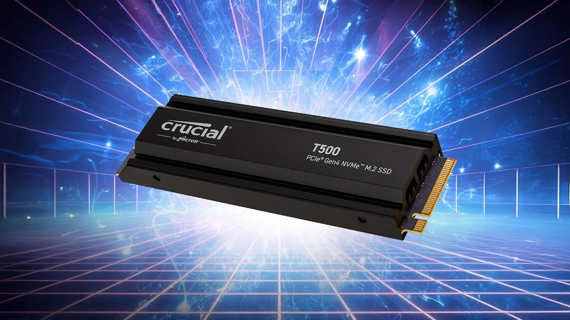 Ổ cứng SSD NVMe Crucial T500 tốc độ cao, minh họa cho dòng sản phẩm SSD hiệu năng của Crucial