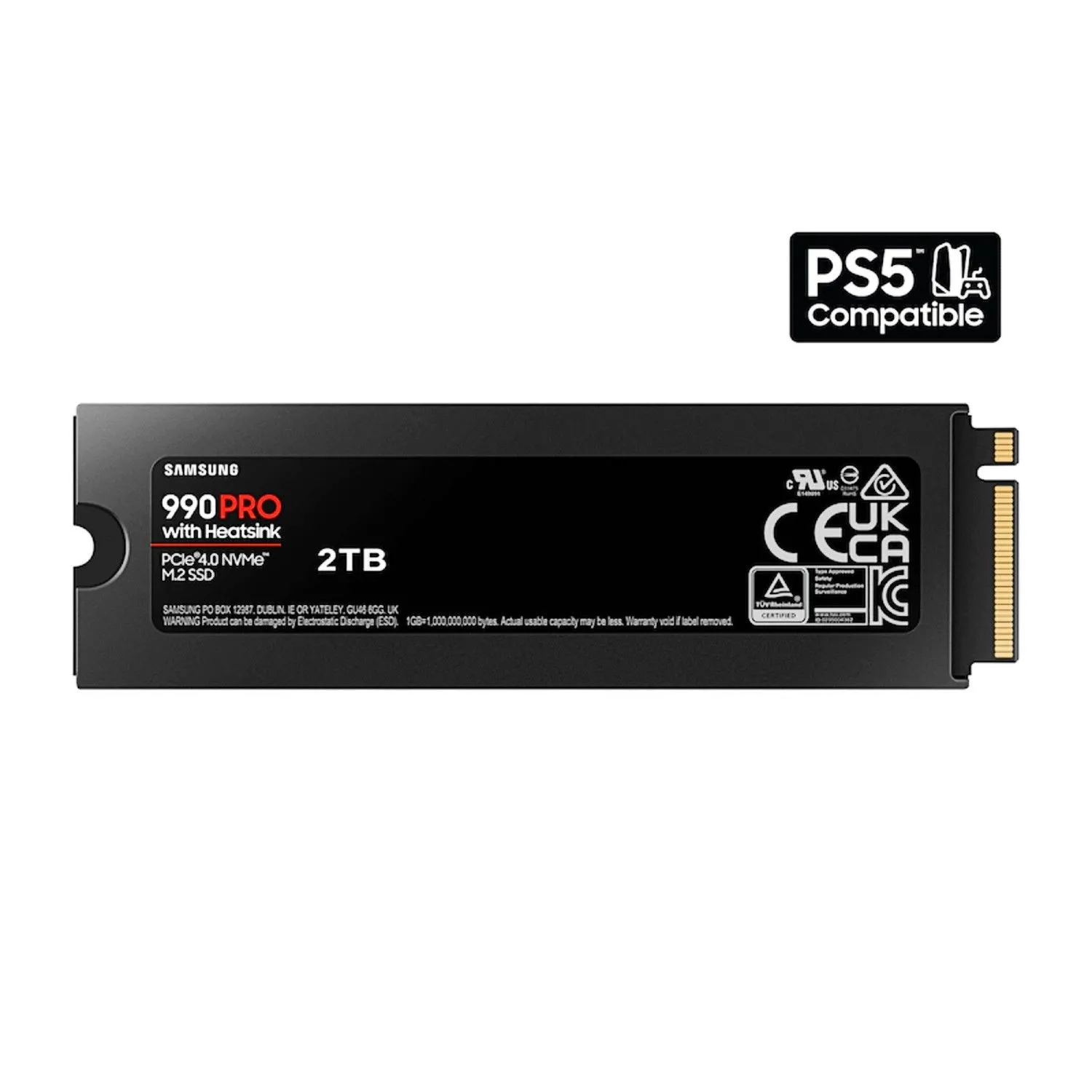 Ổ cứng SSD Samsung 990 PRO có tản nhiệt PCIe 4.0 trên nền trắng