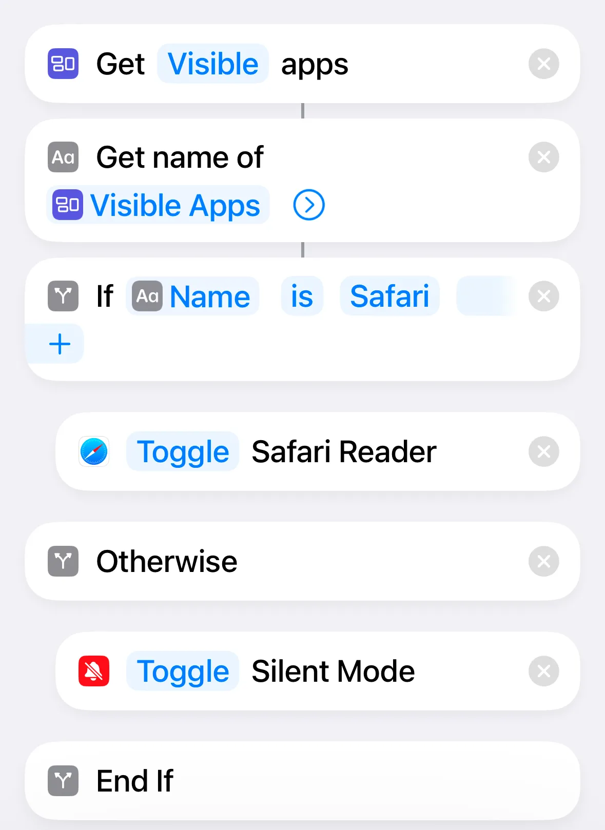 Phím tắt Get Current App đã hoàn thành