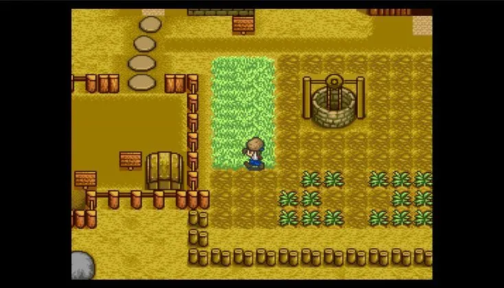 Screenshot một cảnh trong game Harvest Moon cổ điển, thể hiện đồ họa và phong cách chơi game nông trại ban đầu