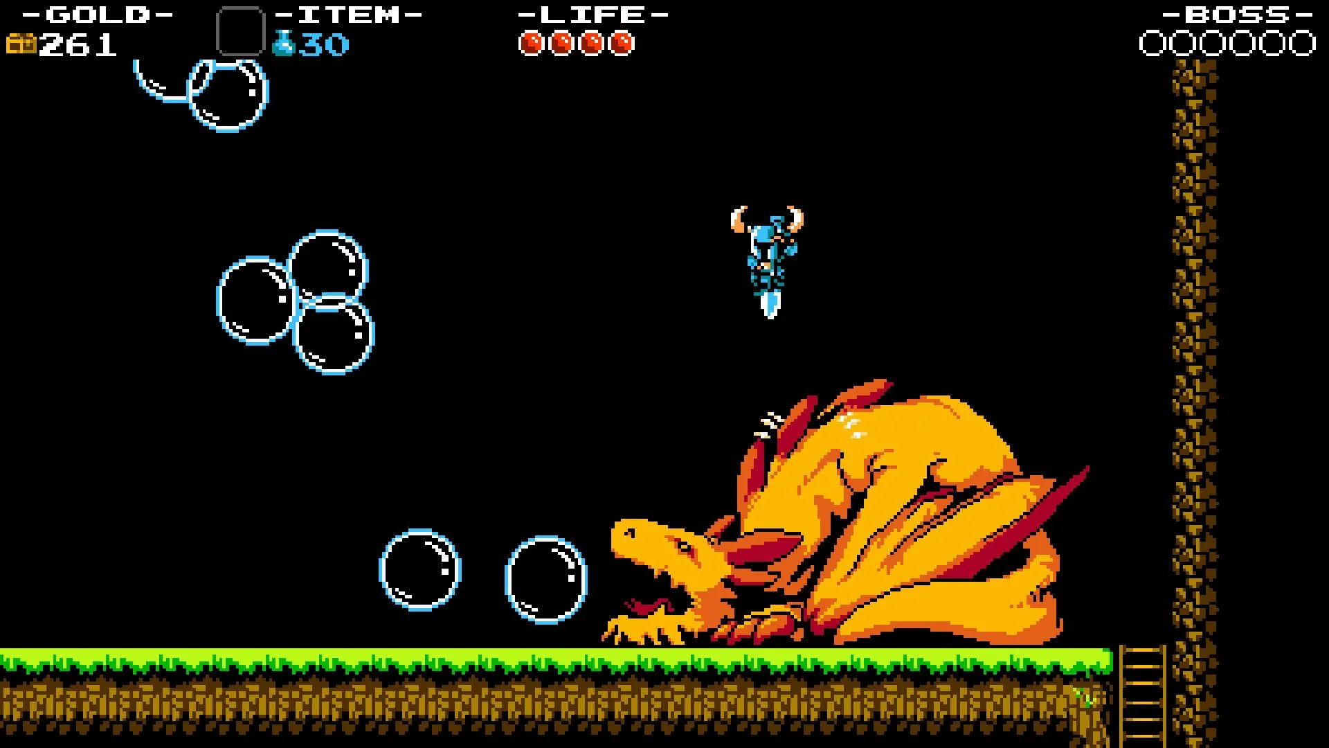 Shovel Knight screenshot trận chiến với rồng bong bóng