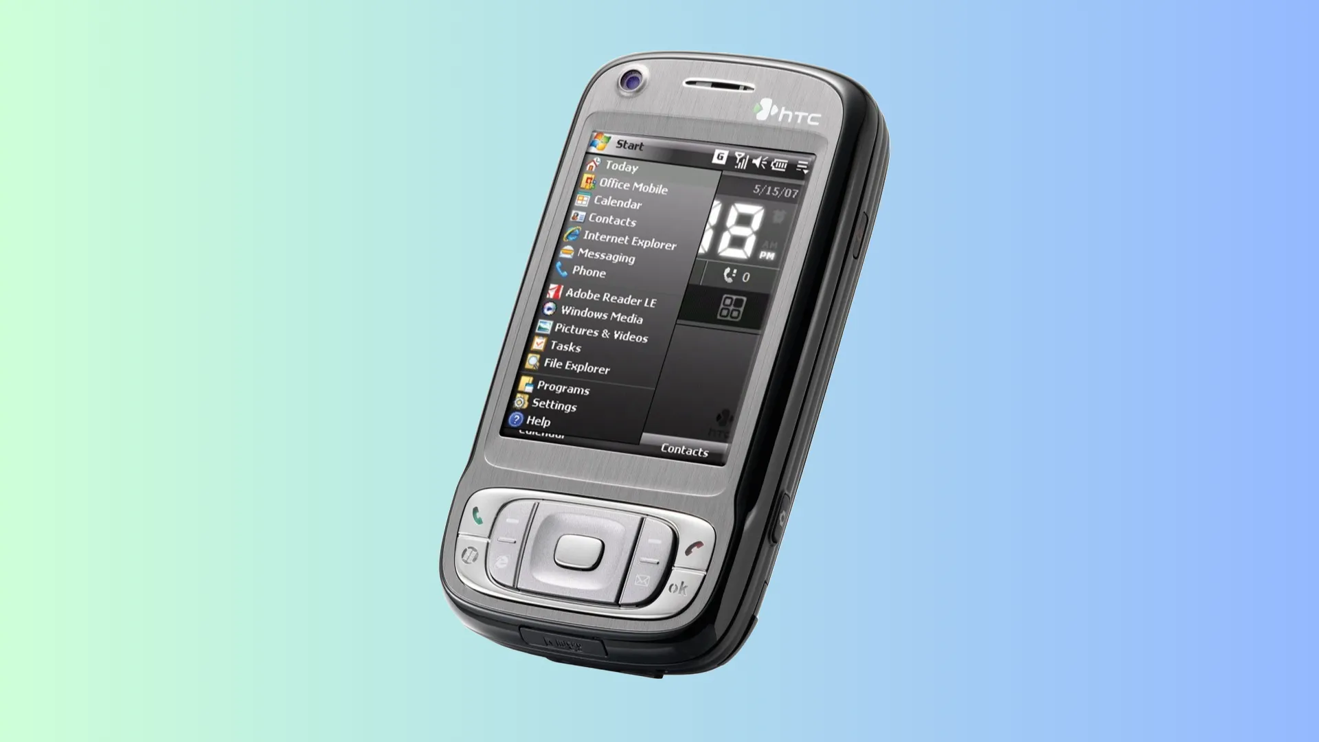 Smartphone HTC TyTN II với bàn phím QWERTY trượt ngang tiện lợi và hệ điều hành Windows Mobile.