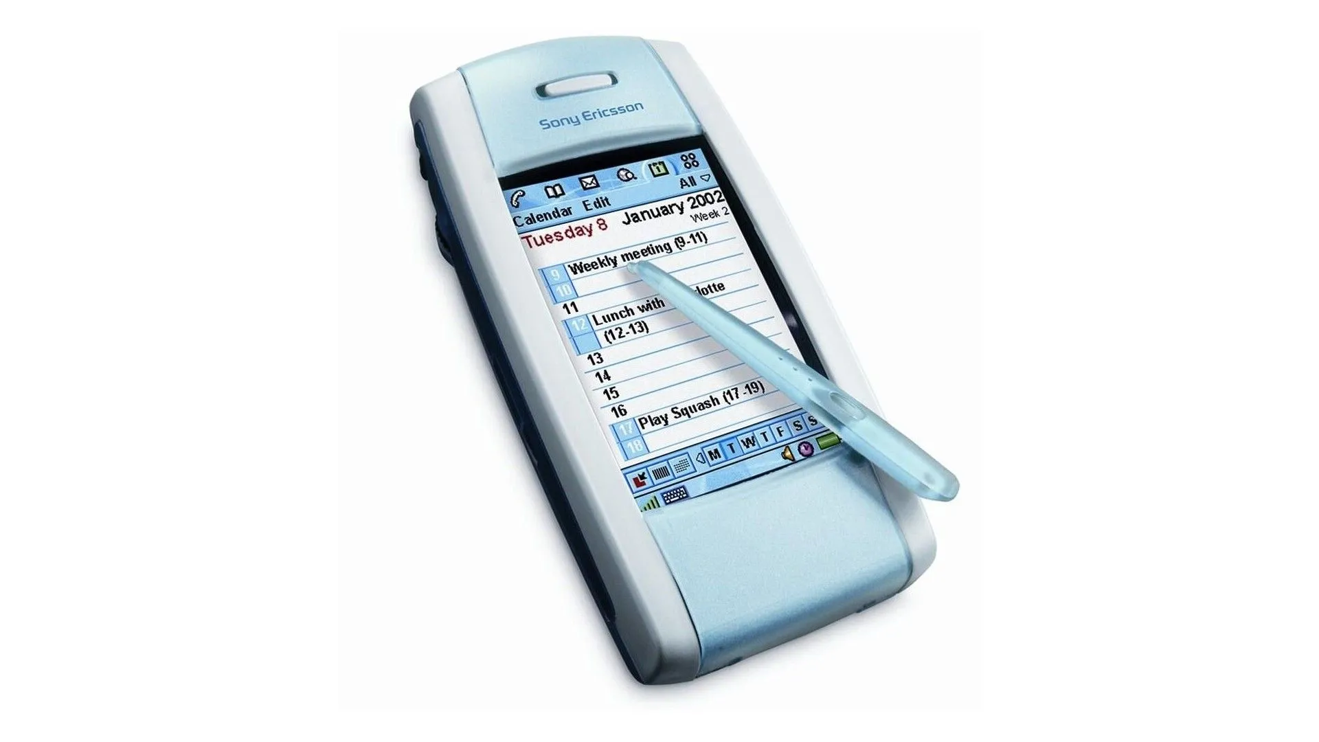Smartphone Sony Ericsson P800 với bàn phím lật đặc trưng và màn hình cảm ứng.