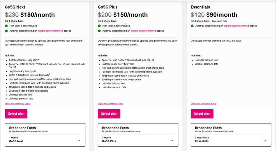 T-Mobile quảng cáo gói dữ liệu không giới hạn với giá 90 USD/tháng.