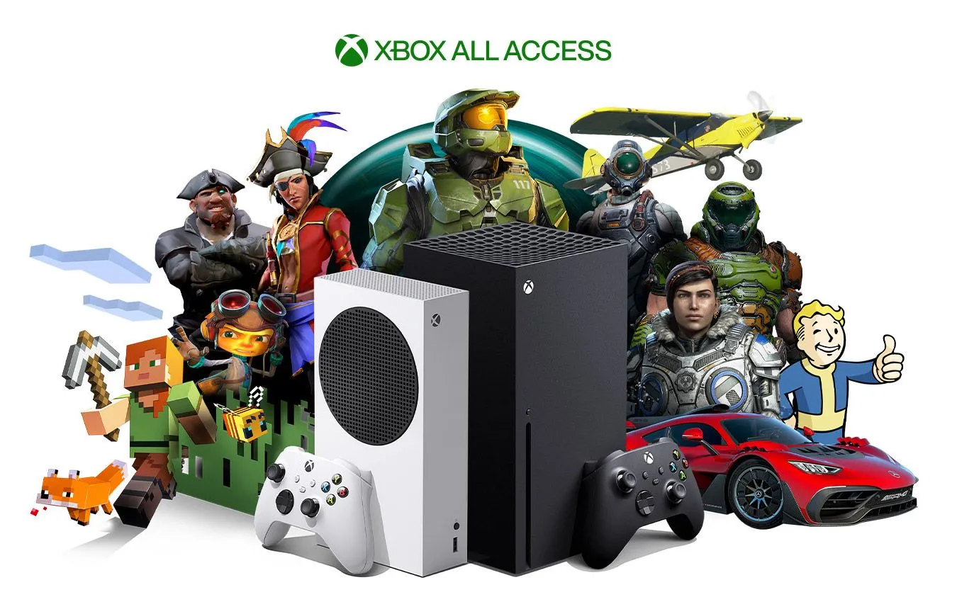 Tài liệu quảng cáo Game Pass hiển thị các tài sản của Xbox như Halo, Minecraft, Doom và Fallout.
