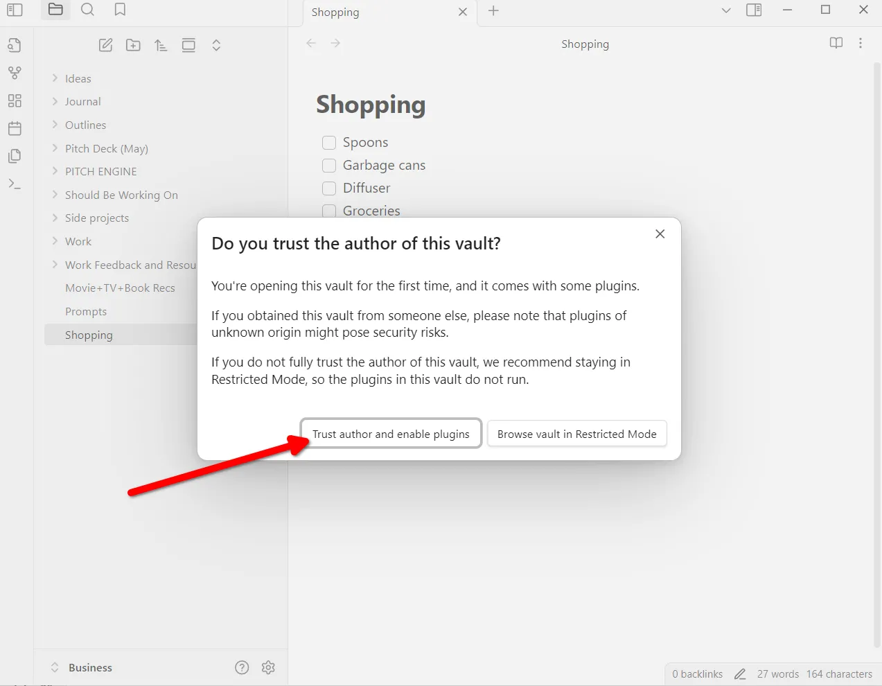 Tải vault Obsidian từ Google Drive làm vault mới trên ứng dụng máy tính.