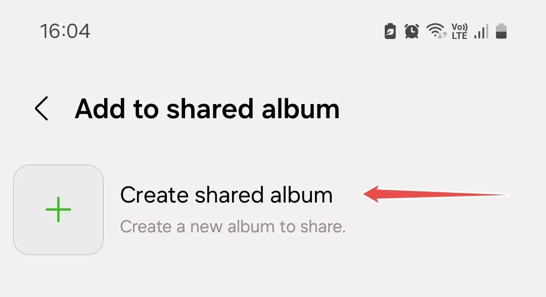 Tạo album chia sẻ mới trong Thư viện Samsung