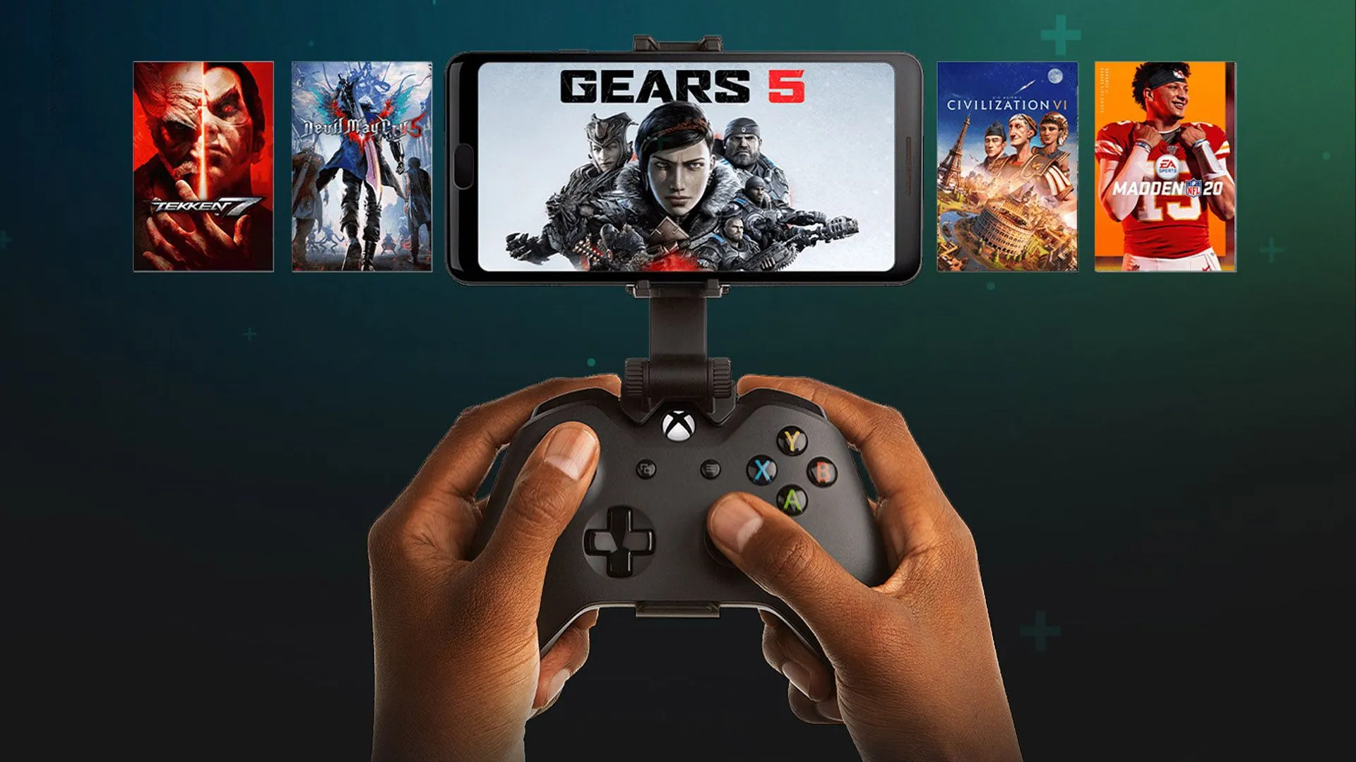 Tay cầm Xbox kết nối với iPhone, biểu tượng cho dịch vụ chơi game đám mây Xbox Cloud Gaming.