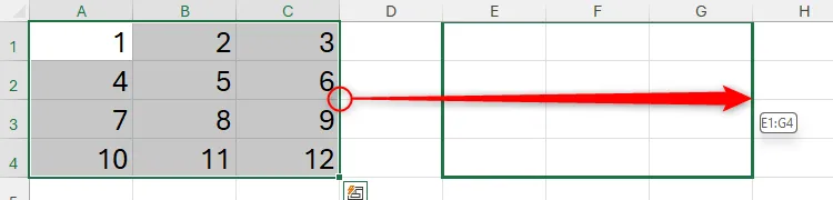 Thao tác nhấp chuột phải và kéo thả dữ liệu trong Excel